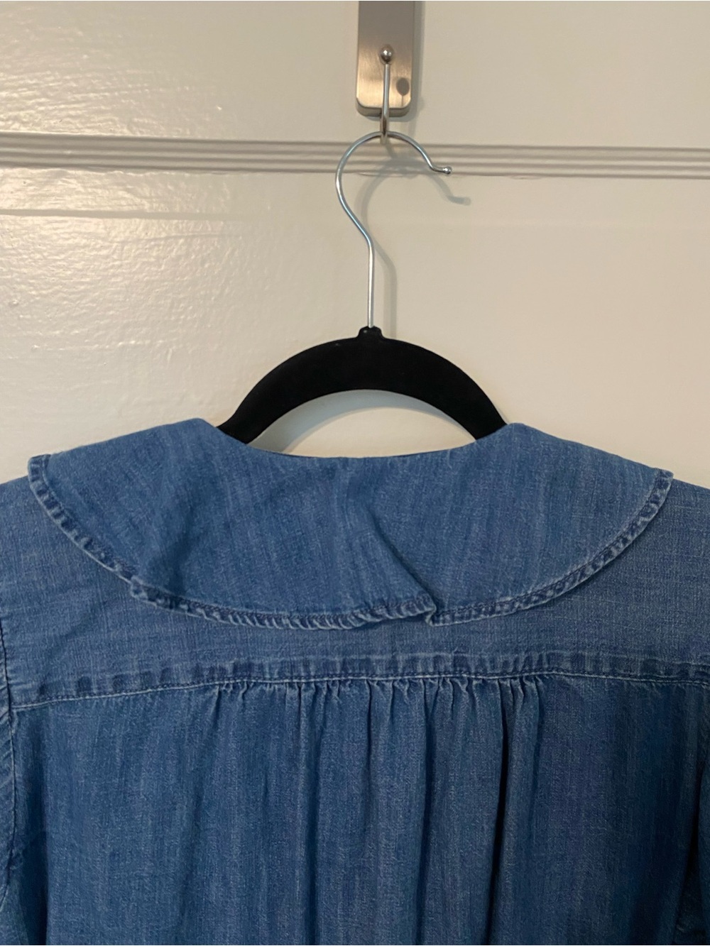 NWOT Madewell Denim Ruffled Pintuck Top - Picture 11 of 15